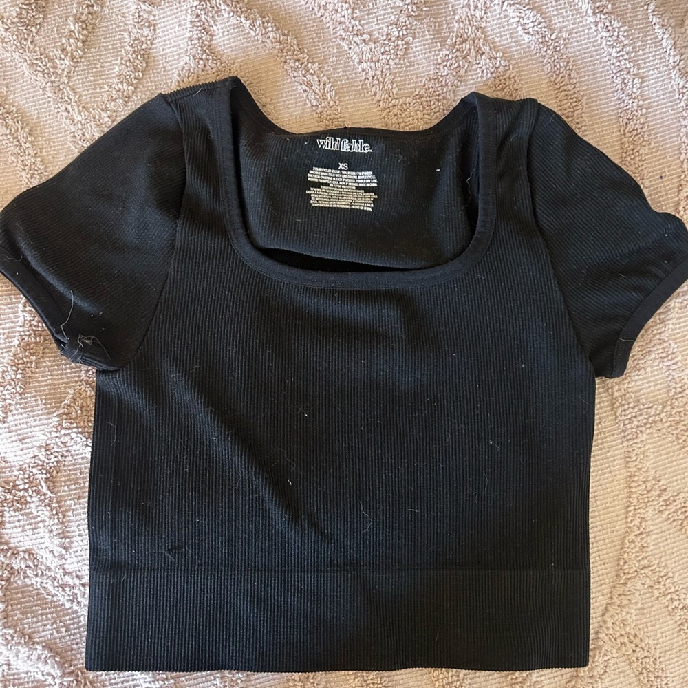 Wild Fable Black Square Neck Bodysuit